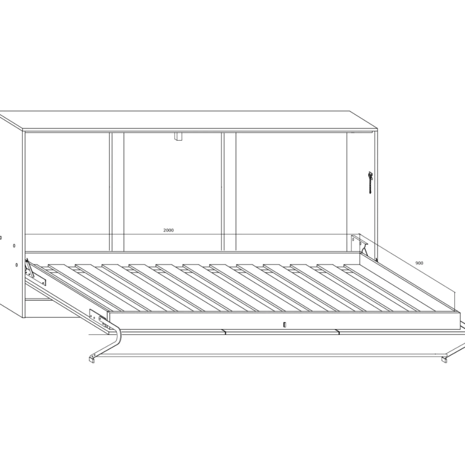 Letto a scomparsa orizzontale 90x200cm singolo bianco pino grigio grafite Alvin Gihome®