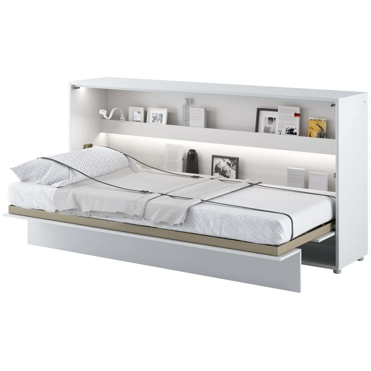 Letto a scomparsa orizzontale 90x200 cm singolo bianco Camelio