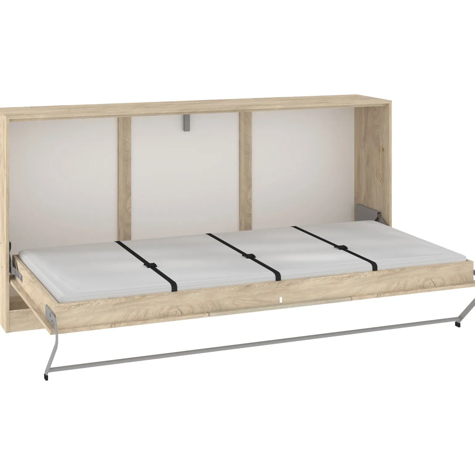 Letto a scomparsa orizzontale 90x200cm singolo rovere chiaro beige sabbia Alvin Gihome®
