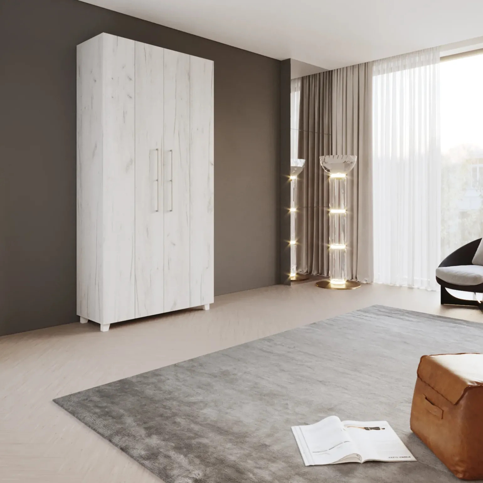 Letto a scomparsa verticale 90x200cm singolo bianco pino Calvin Gihome®