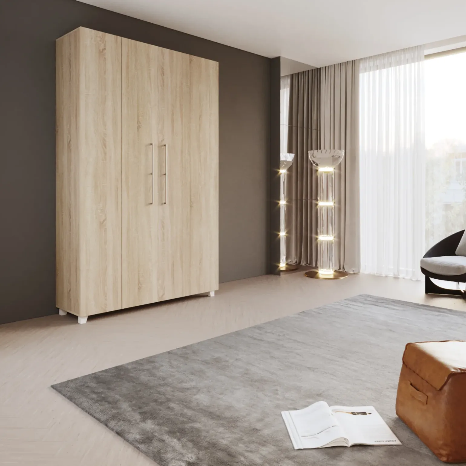 Letto a scomparsa verticale 120x200cm piazza e mezza rovere sonoma Calvin Gihome®