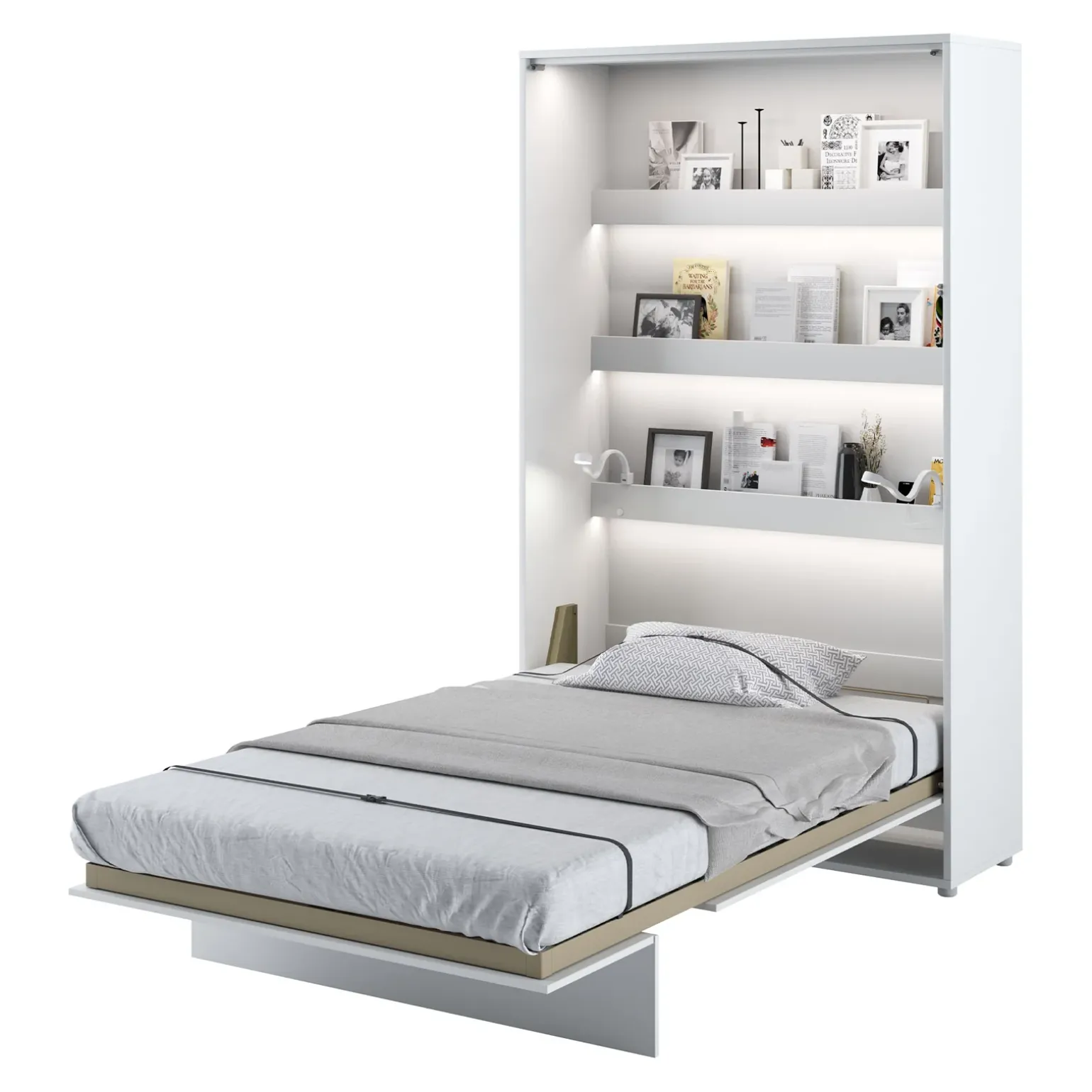Letto a scomparsa verticale 120x200 cm una piazza e mezza bianco Camelio
