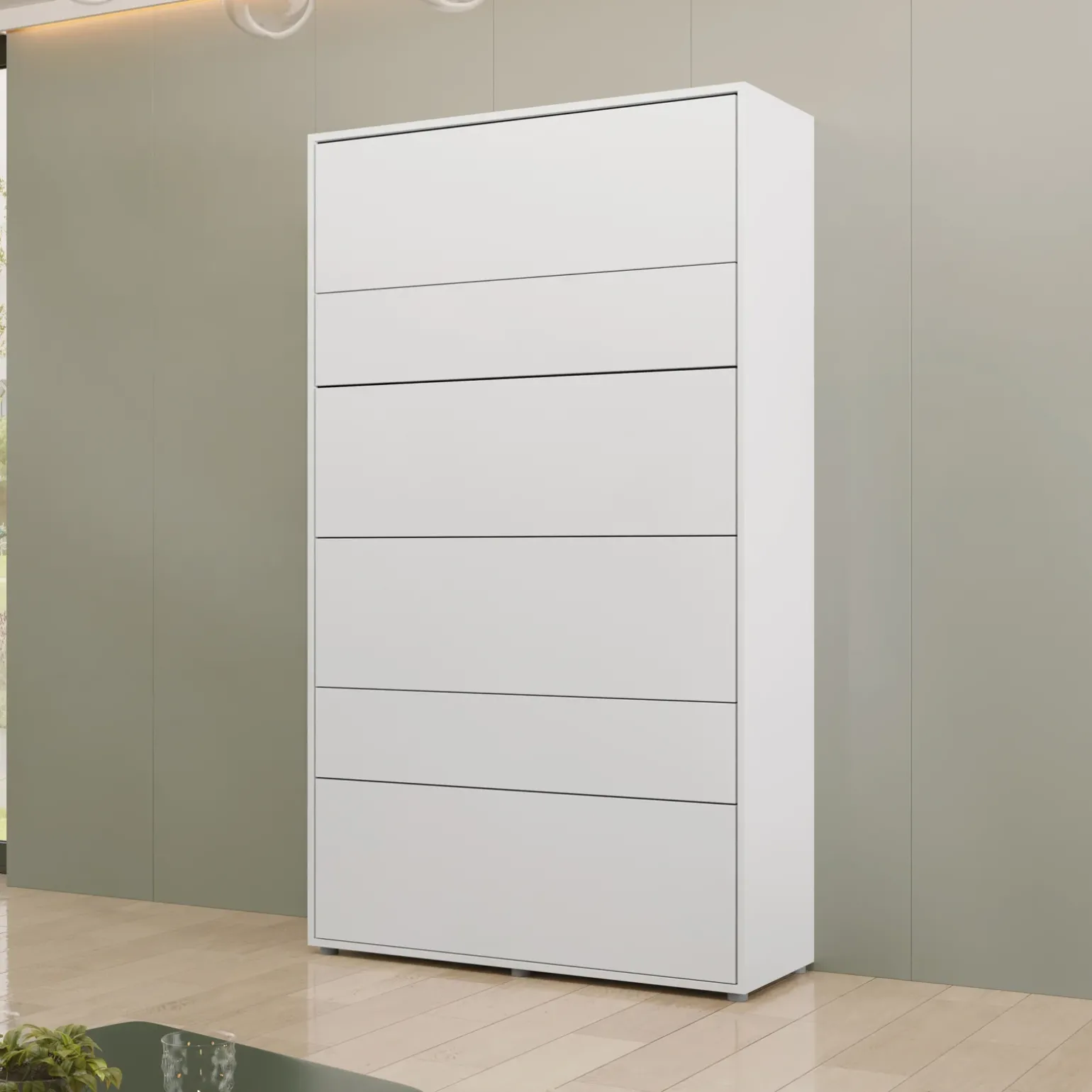 Letto a scomparsa verticale 120x200 cm una piazza e mezza bianco Camelio