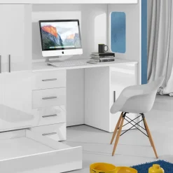 Letto a soppalco con armadio 324x180cm bianco 2 letti Diego Gihome®