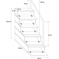 Letto a soppalco con armadio 254x120cm bianco grigio Simone Gihome®