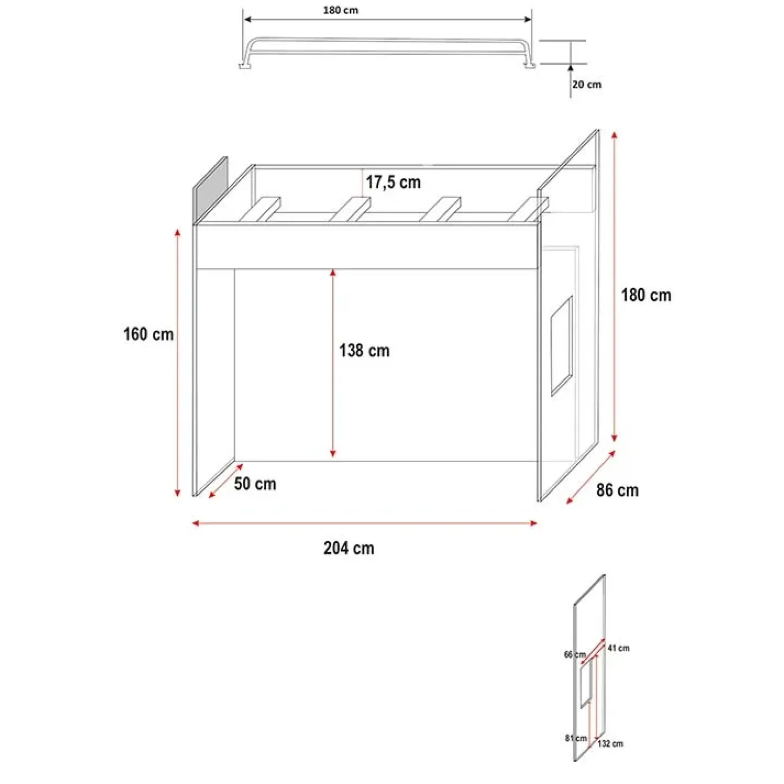 Letto a soppalco con armadio 254x120cm bianco grigio Simone Gihome®