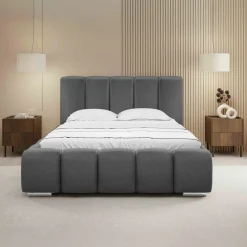Letto alla francese 140x200 cm con rete contenitore imbottito grigio scuro Cometa
