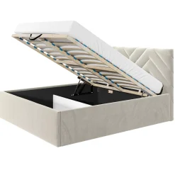Letto alla francese 140x200 cm con rete contenitore imbottito beige Polaris