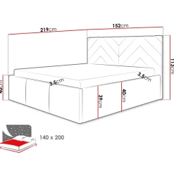 Letto alla francese 140x200 cm con rete contenitore imbottito beige Polaris