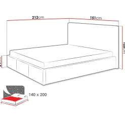 Letto alla francese 140x200 cm con rete contenitore imbottito beige Orione