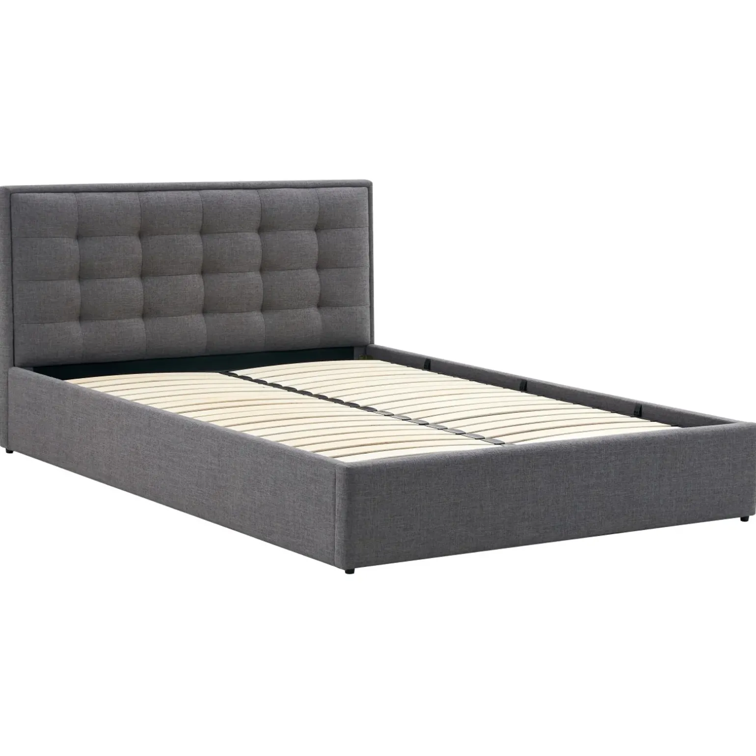 Letto alla francese 140x200cm con contenitore imbottito in tessuto grigio Foser Gihome®