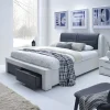 Letto alla francese 140x200cm con cassetti in ecopelle bianco nero Gallipoli Gihome®