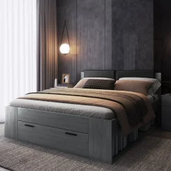 Letto alla francese 140x200cm con cassettone e vani laterali ossido Cortina Gihome®