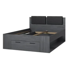Letto alla francese 140x200cm con cassettone e vani laterali ossido Cortina Gihome®