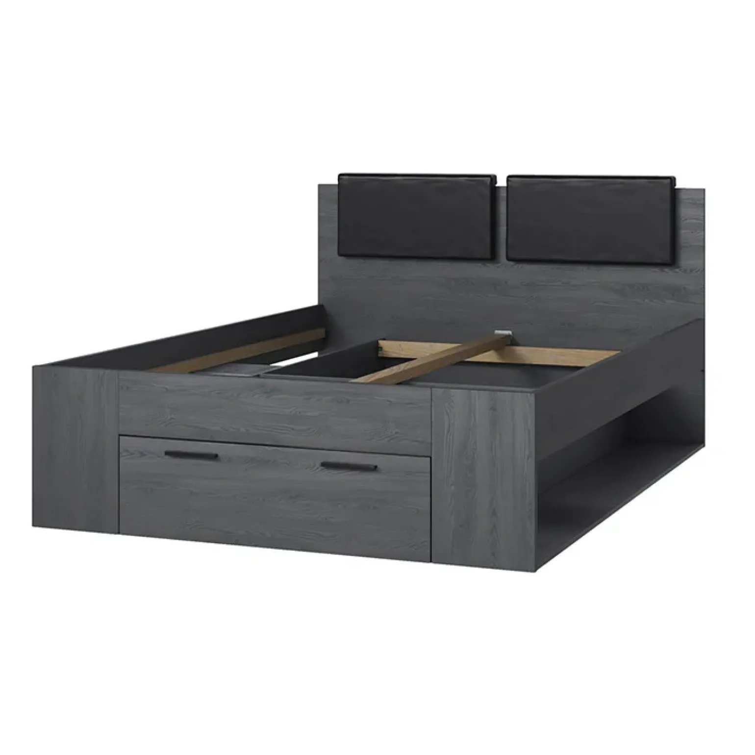 Letto alla francese 140x200cm con cassettone e vani laterali ossido Cortina Gihome®