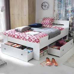 Letto alla francese 140x200cm contenitore bianco Aurora