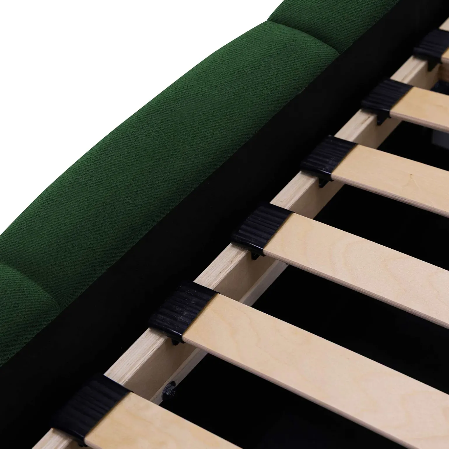 Letto alla francese 140x200cm con rete contenitore imbottito verde Aluna