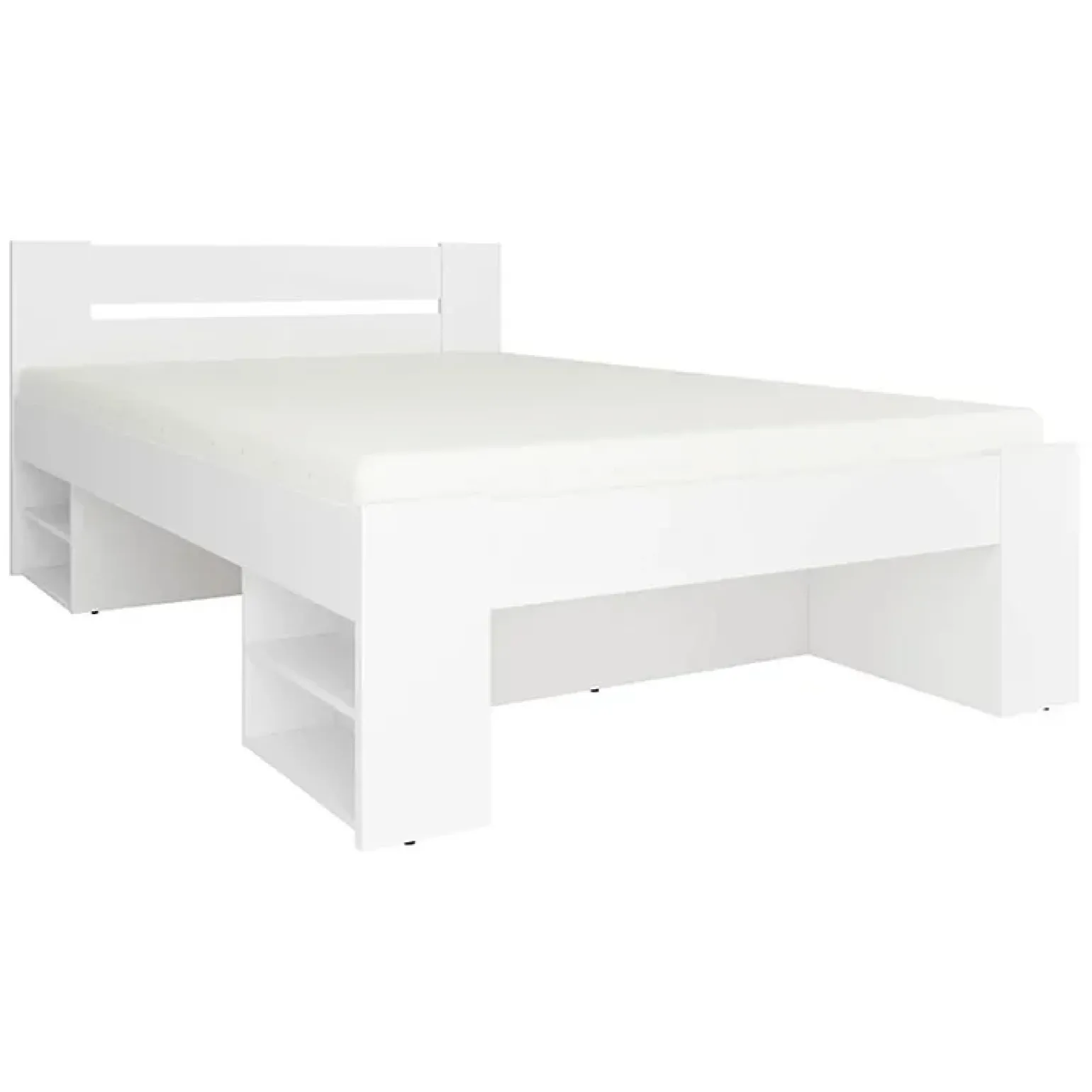 Letto alla francese 140x200cm con set cassettoni bianco Aurora