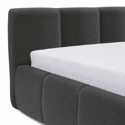 Letto alla francese 140x200cm con rete contenitore imbottito grigio scuro Aluna