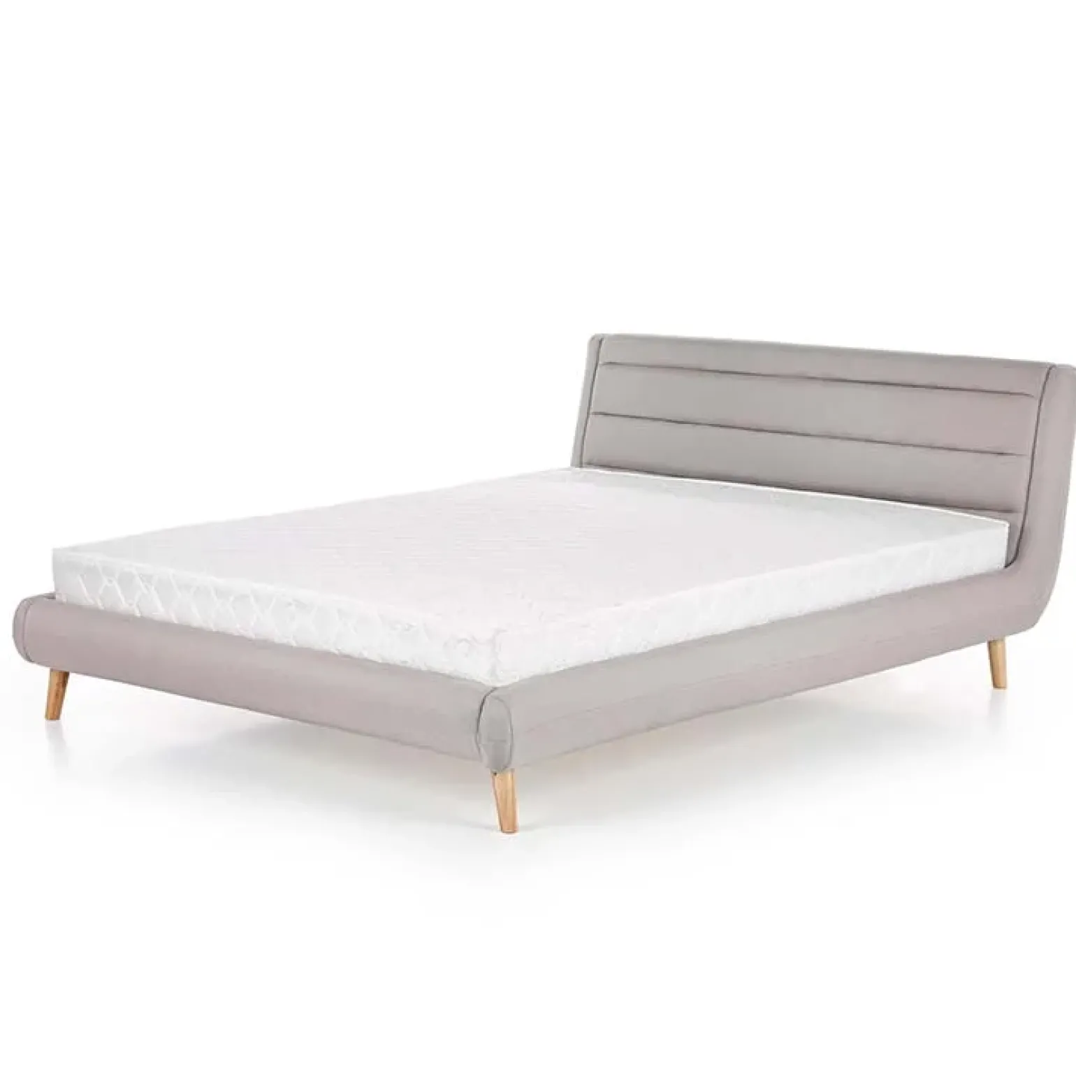 Letto alla francese 140x200cm in tessuto grigio chiaro Pompei Gihome®