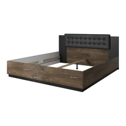 Letto alla francese 140x200cm quercia scuro nero Vulcano