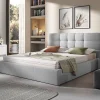 Letto alla francese 140x200cm tessuto grigio chiaro Silla
