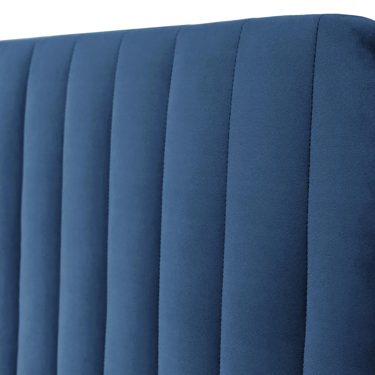 Letto contenitore alla francese 140x200cm imbottito velluto blu Poffi