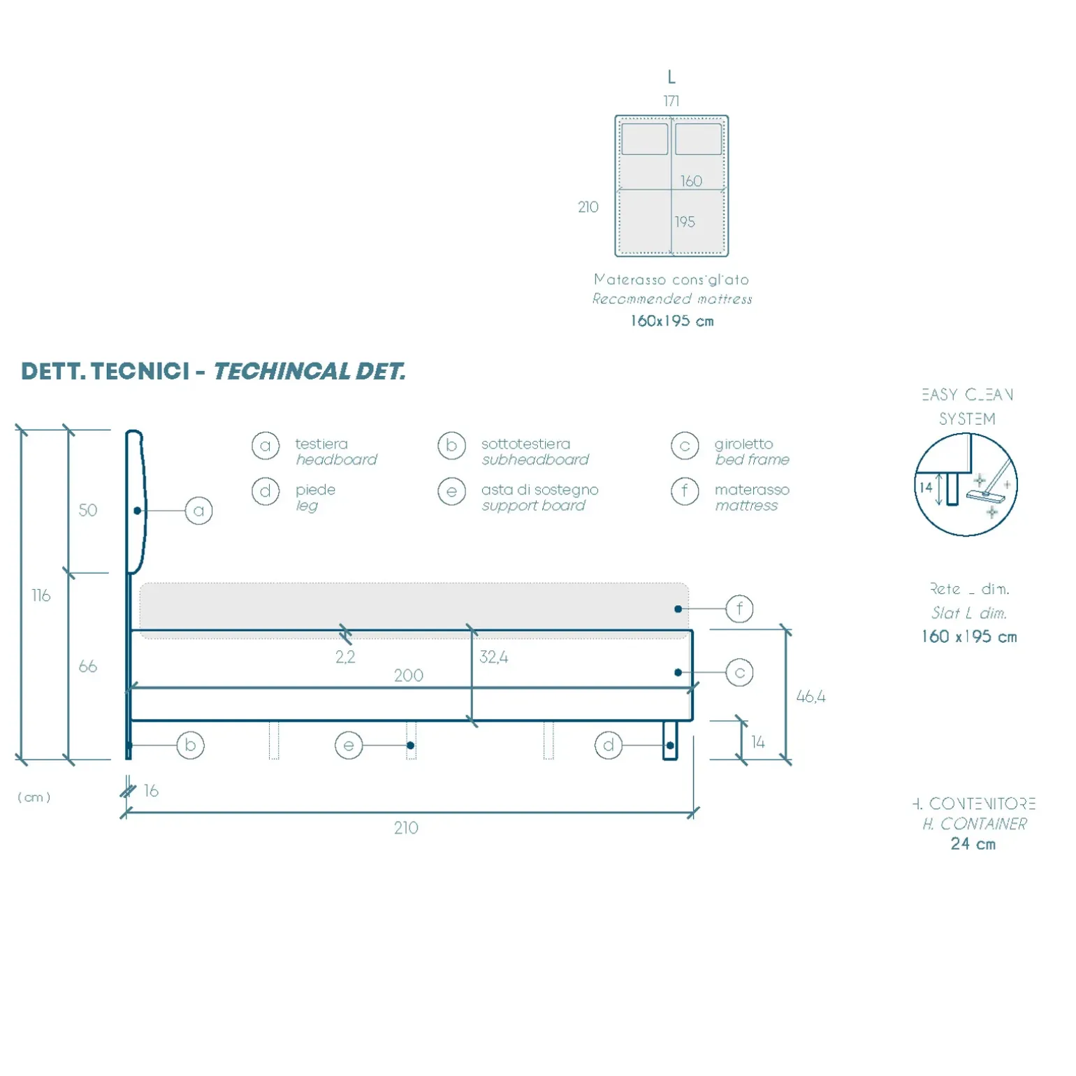 Letto contenitore matrimoniale 160x195 imbottito tessuto grigio ZenZone
