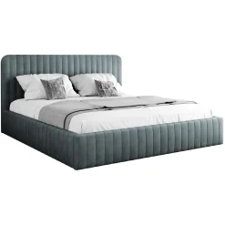 Letto contenitore matrimoniale 160x200 imbottito velluto grigio scuro Poffi