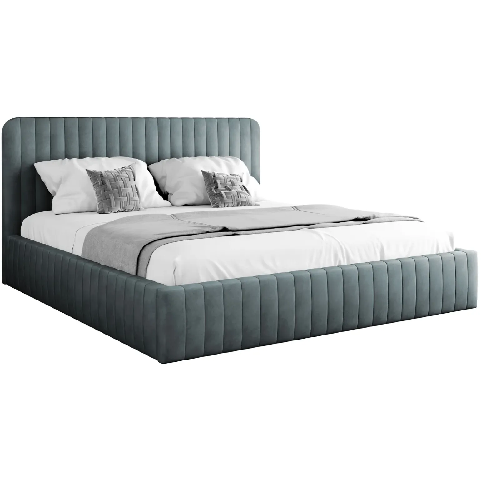 Letto contenitore matrimoniale 160x200 imbottito velluto grigio scuro Poffi