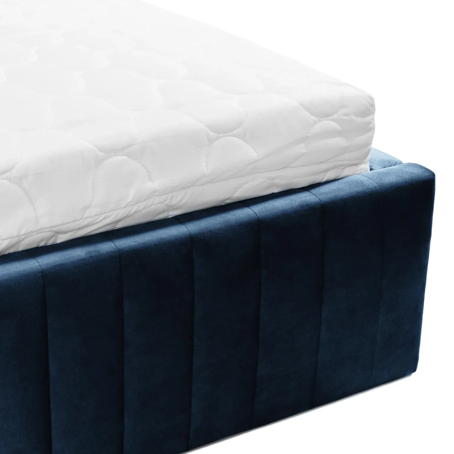 Letto contenitore matrimoniale 160x200 imbottito velluto blu Poffi