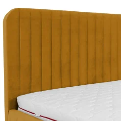 Letto contenitore matrimoniale 160x200 imbottito velluto senape Poffi