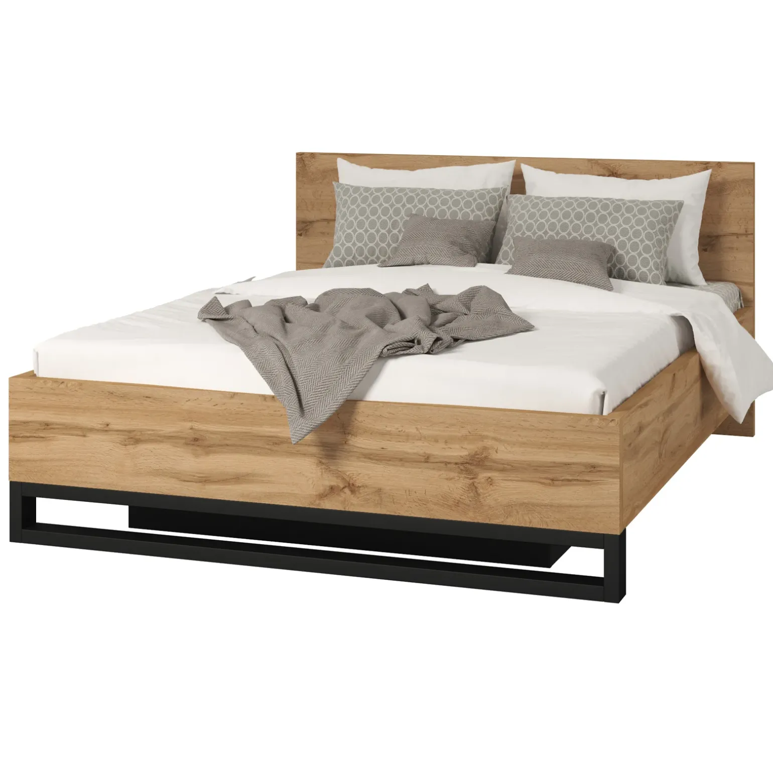 Letto contenitore matrimoniale 160x200cm rovere metallo nero Petra