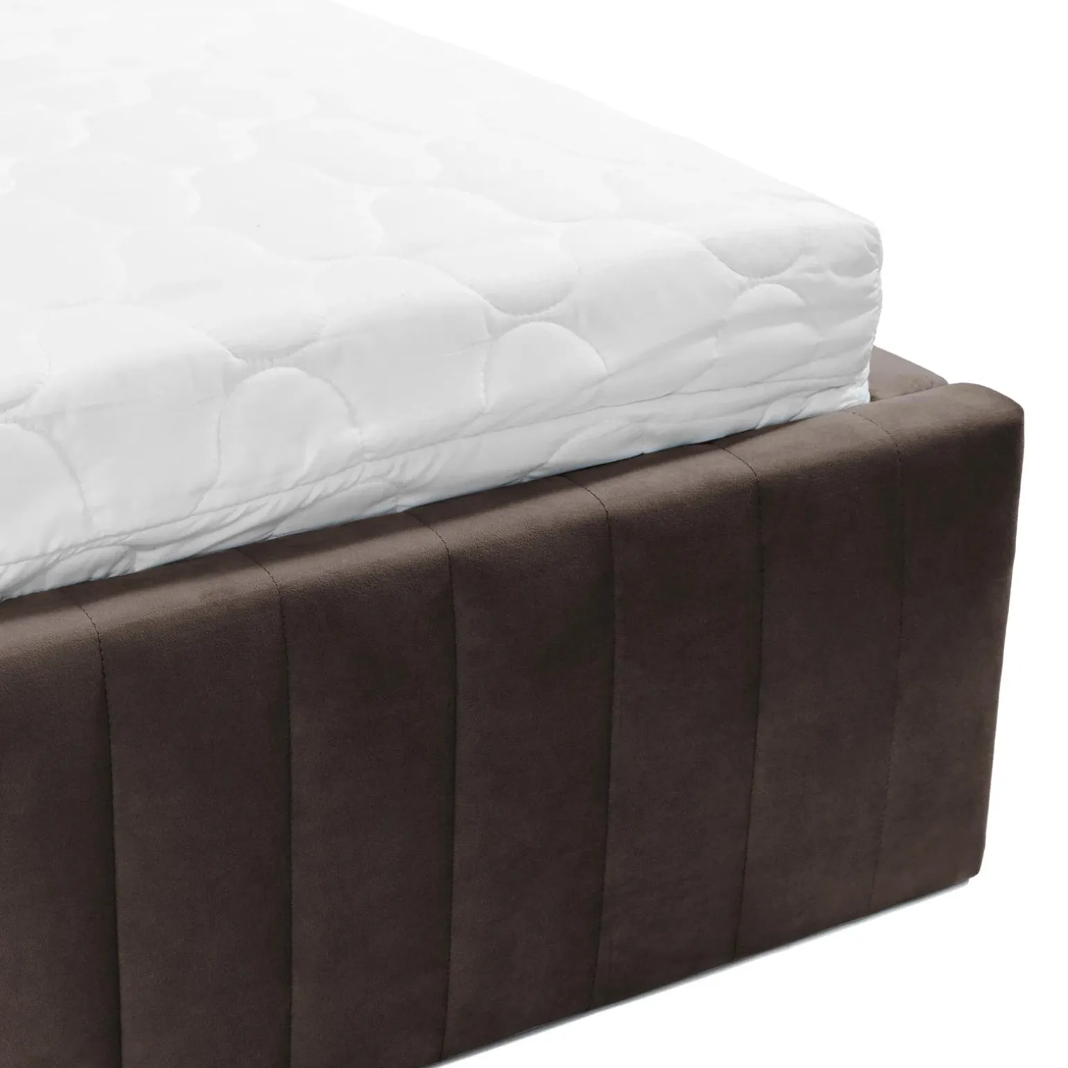Letto contenitore matrimoniale oversize 180x200 imbottito velluto marrone Poffi