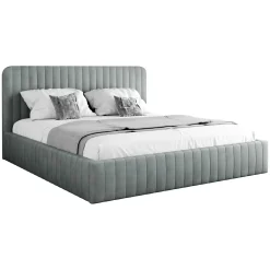 Letto contenitore matrimoniale oversize 180x200 imbottito velluto grigio Poffi