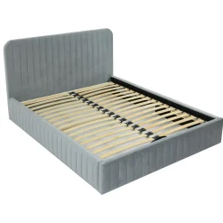 Letto contenitore matrimoniale 160x200 imbottito velluto grigio Poffi