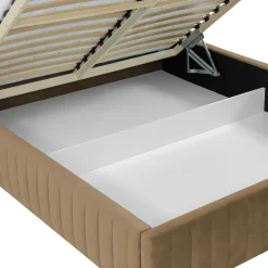 Letto contenitore matrimoniale oversize 180x200 imbottito velluto tortora Poffi