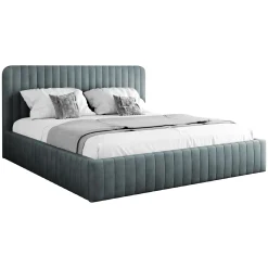 Letto contenitore matrimoniale oversize 180x200 imbottito velluto grigio scuro Poffi