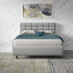 Letto contenitore una piazza e mezza 120x195cm imbottito tessuto grigio Supreme Sleep