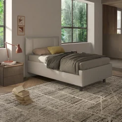 Letto contenitore una piazza e mezza 120x195cm imbottito tessuto tortora CozyHaven