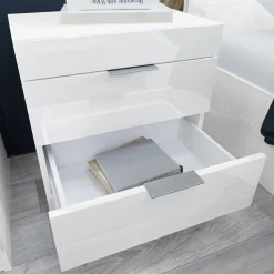 Letto matrimoniale con comodini 160x200cm bianco lucido Alina