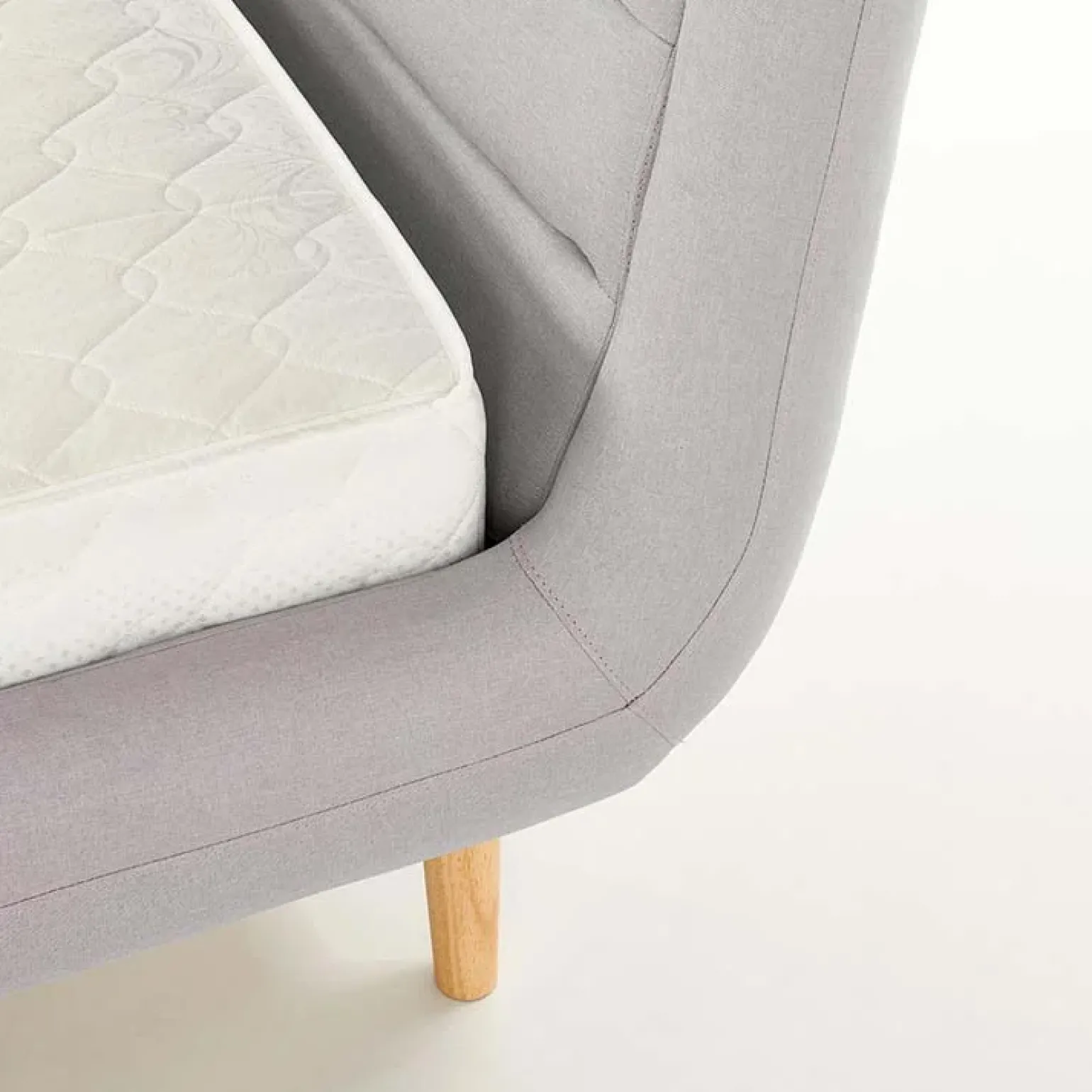 Letto matrimoniale in tessuto 160x200cm grigio chiaro legno naturale Pompei Gihome®