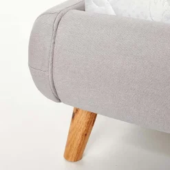 Letto matrimoniale in tessuto 160x200cm grigio chiaro legno naturale Pompei Gihome®