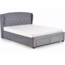 Letto matrimoniale in tessuto con cassetti 160x200cm grigio Ravello Gihome®