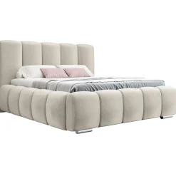 Letto matrimoniale oversize 180x200 cm con rete contenitore imbottito beige Cometa