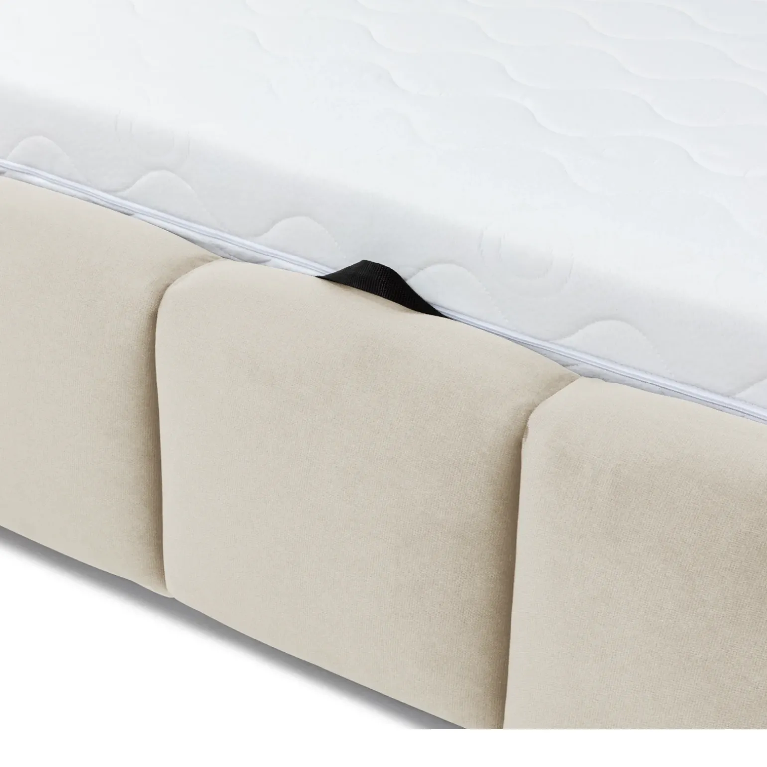 Letto matrimoniale oversize 180x200 cm con rete contenitore imbottito beige Cometa