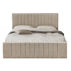 Letto matrimoniale oversize 180x200cm imbottito con contenitore beige Emporio