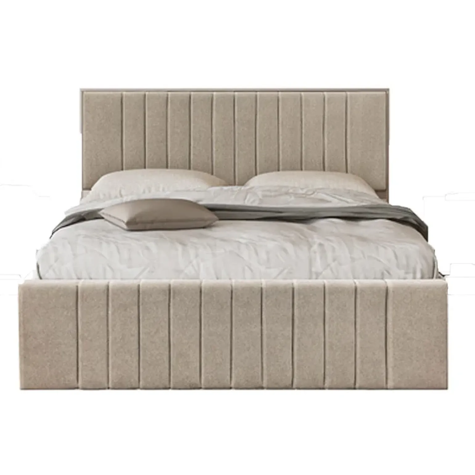 Letto matrimoniale oversize 180x200cm imbottito con contenitore beige Emporio
