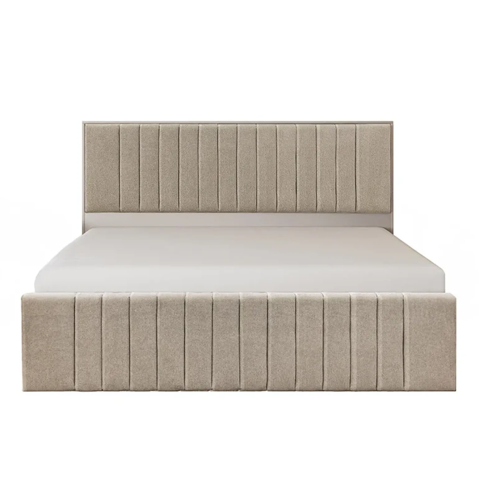 Letto matrimoniale oversize 180x200cm imbottito con contenitore beige Emporio