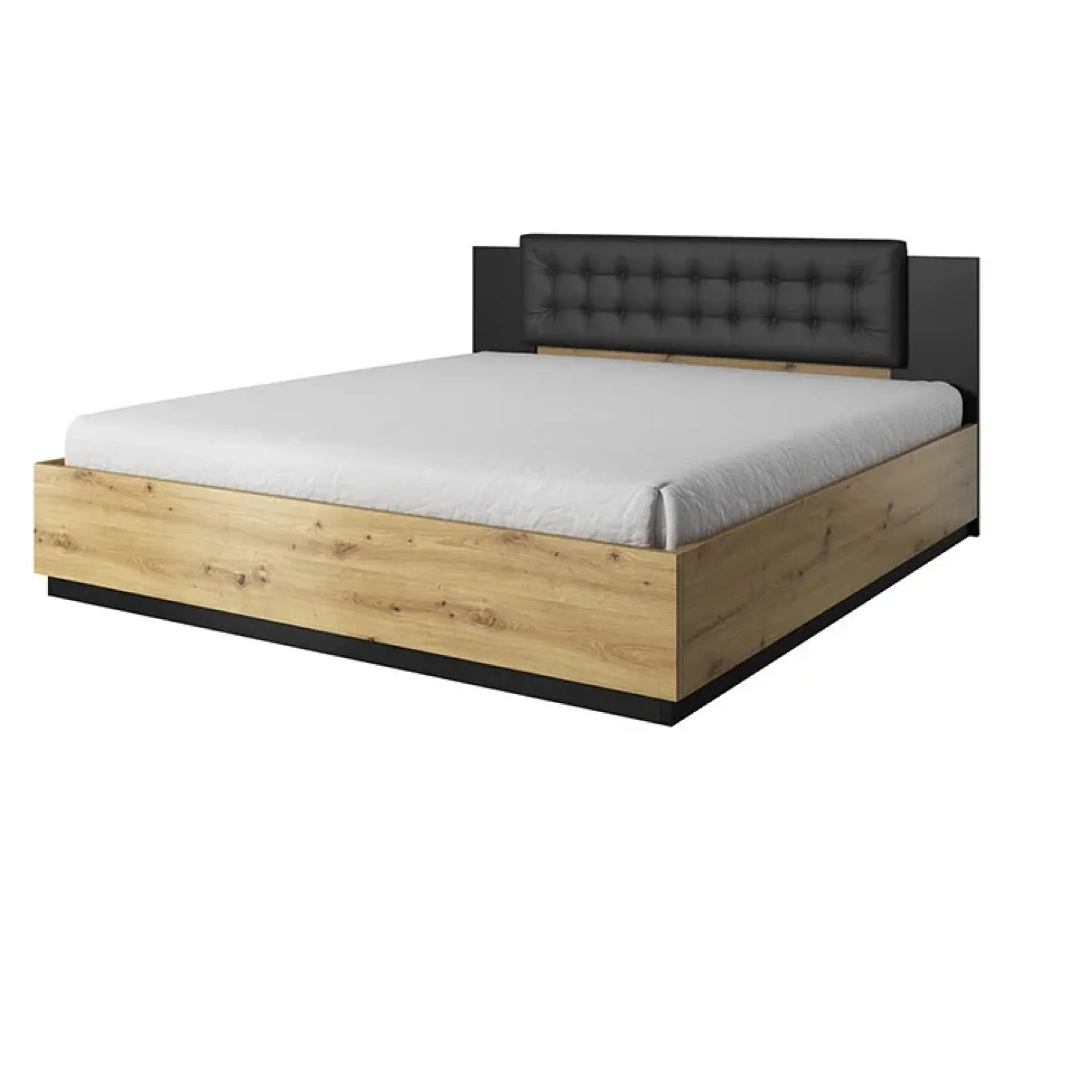 Letto matrimoniale oversize 180x200cm con rete contenitore rovere nero Vulcano